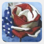 Patriotic Rose Square Sticker at Zazzle