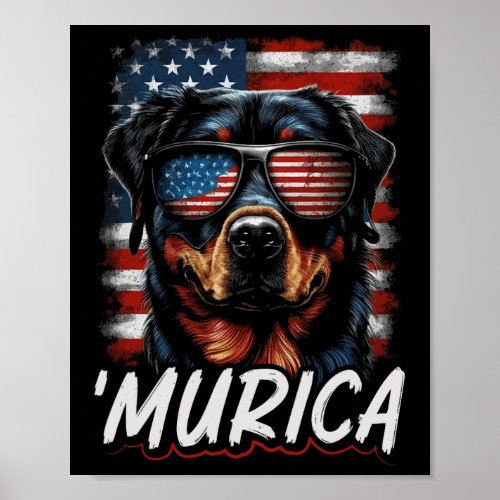 Patriotic Rottweiler 4th Of July Dog 1  Poster