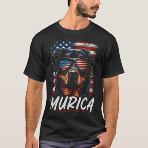 Patriotic Rottweiler 4th Of July Dog 1  T_Shirt