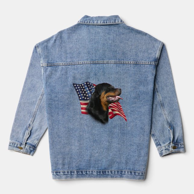 Patriotic Rottweiler Denim Jacket (Back)