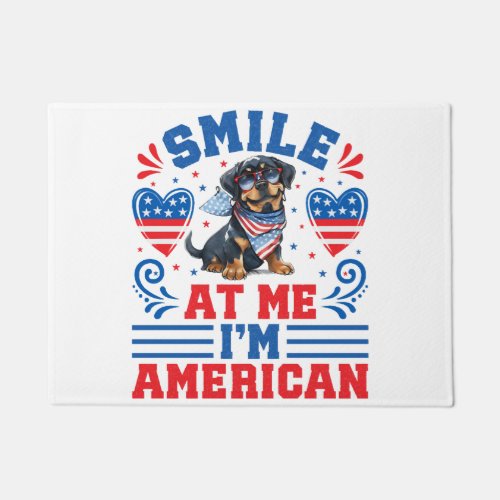 Patriotic Rottweiler Dog for 4th Of July Doormat