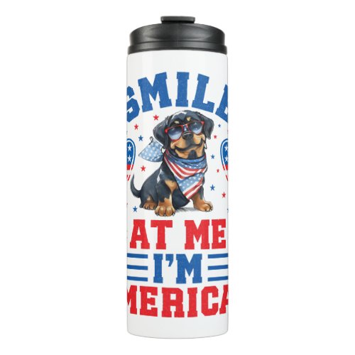 Patriotic Rottweiler Dog for 4th Of July Thermal Tumbler