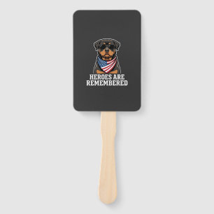 Patriotic Rottweiler Hero Dog Vector Design Hand Fan