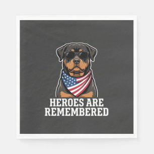 Patriotic Rottweiler Hero Dog Vector Design Napkins
