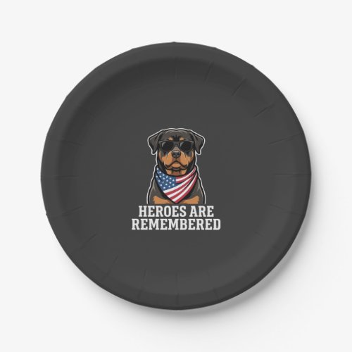 Patriotic Rottweiler Hero Dog Vector Design Paper Plates