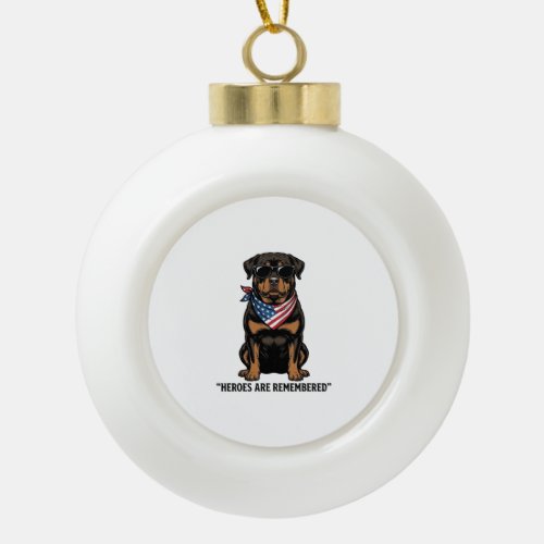 Patriotic Rottweiler Hero Dog Vintage Design_1 Ceramic Ball Christmas Ornament