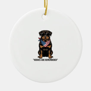 Patriotic Rottweiler Hero Dog Vintage Design_1 Ceramic Ornament