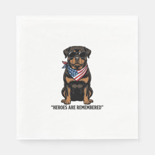 Patriotic Rottweiler Hero Dog Vintage Design_1 Napkins