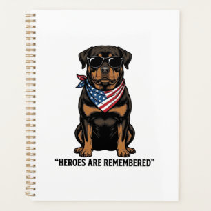 Patriotic Rottweiler Hero Dog Vintage Design_1 Planner