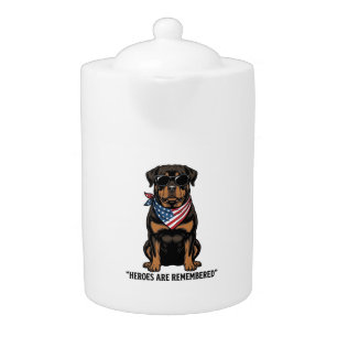 Patriotic Rottweiler Hero Dog Vintage Design_1 Teapot