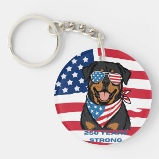 Patriotic Rottweiler Keychain