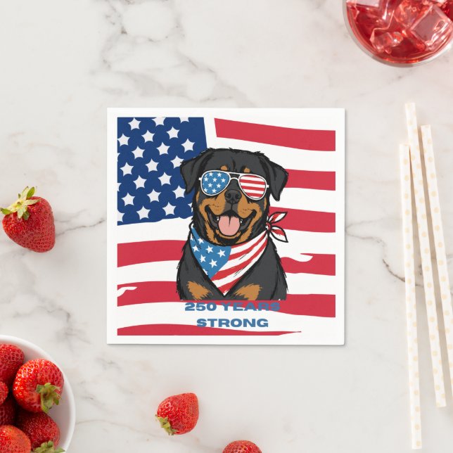 Patriotic Rottweiler  Napkins (Insitu)
