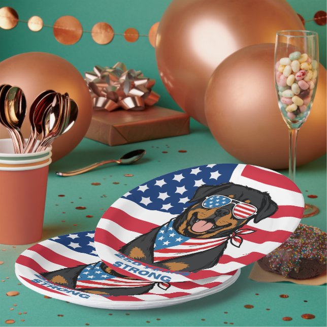 Patriotic Rottweiler Paper Plate (Multi)