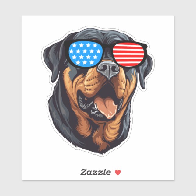 Patriotic Rottweiler Sticker (Sheet)