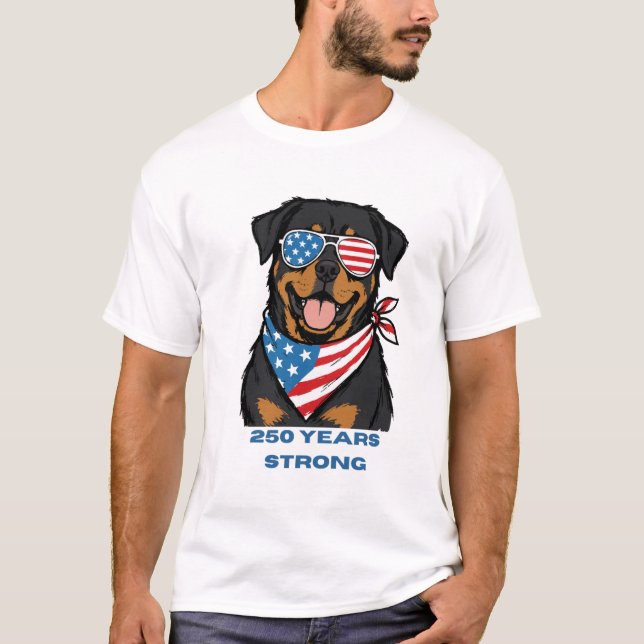 Patriotic Rottweiler  T-Shirt (Front)