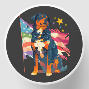Patriotic Rottweiler with USA Flag Art Mini Candle Favors