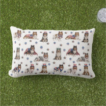Patriotic Rough Collie Pillow