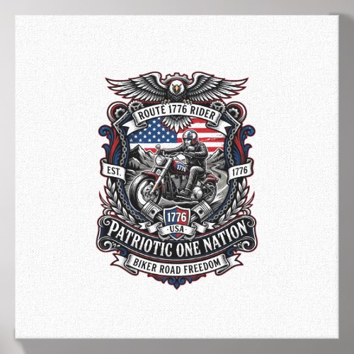 Patriotic Route 1776 Rider Biker Road Freedom Patr Canvas Photo Tile