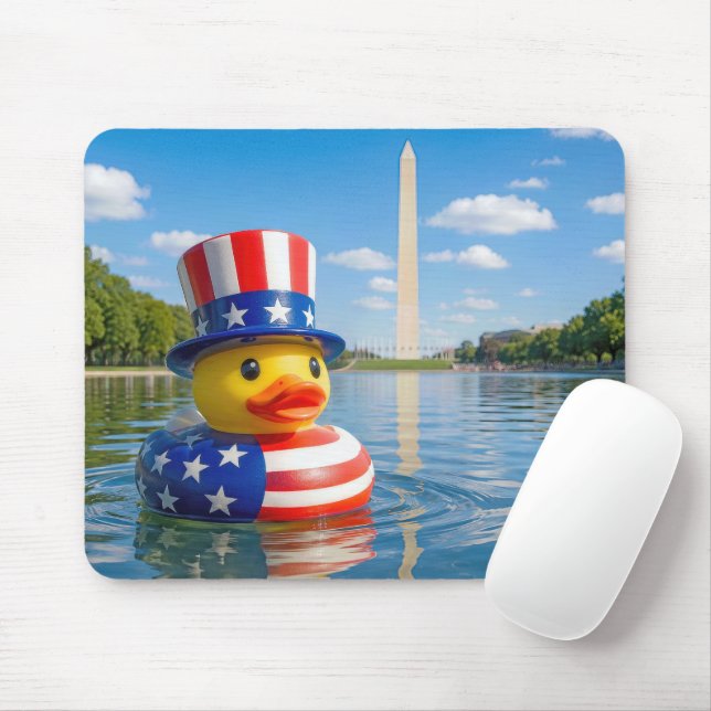 Patriotic Rubber Duck Floating in Reflecting Pool Mouse Pad (With Mouse)