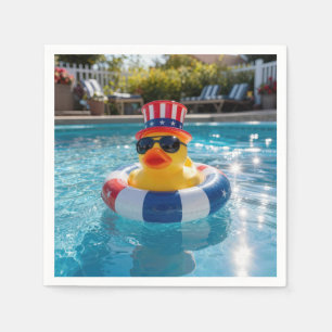 Patriotic Rubber Duck in Swimming Pool Napkins