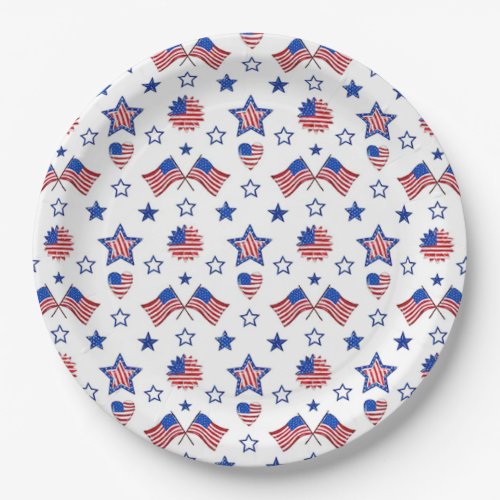 Patriotic Rush Veterans Day Paper Plates