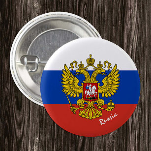 Patriotic Russia button, Emblem, Russian Flag Button