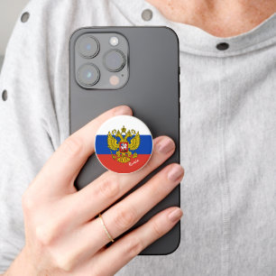 Patriotic Russia phone grip, Emblem, Russian Flag PopSocket