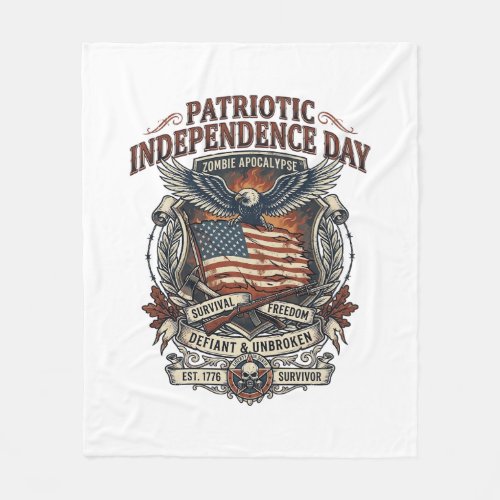 Patriotic Rust Flag Survivor Zombie Apocalypse Fre Fleece Blanket