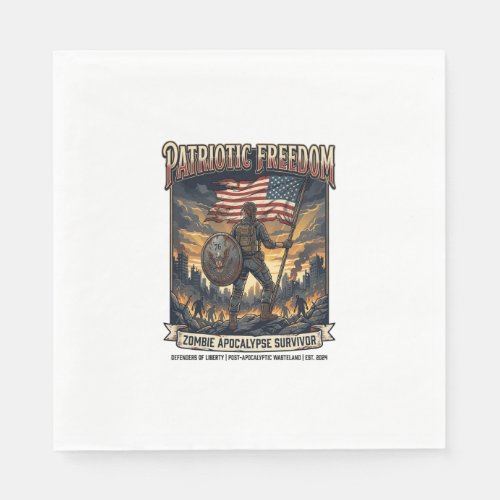 Patriotic Rust Flag Survivor Zombie Apocalypse Fre Napkins