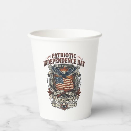 Patriotic Rust Flag Survivor Zombie Apocalypse Fre Paper Cups