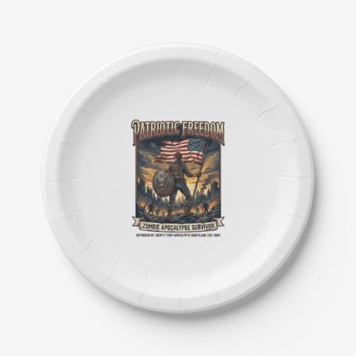 Patriotic Rust Flag Survivor Zombie Apocalypse Fre Paper Plates