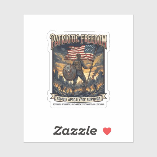 Patriotic Rust Flag Survivor Zombie Apocalypse Fre Sticker (Sheet)