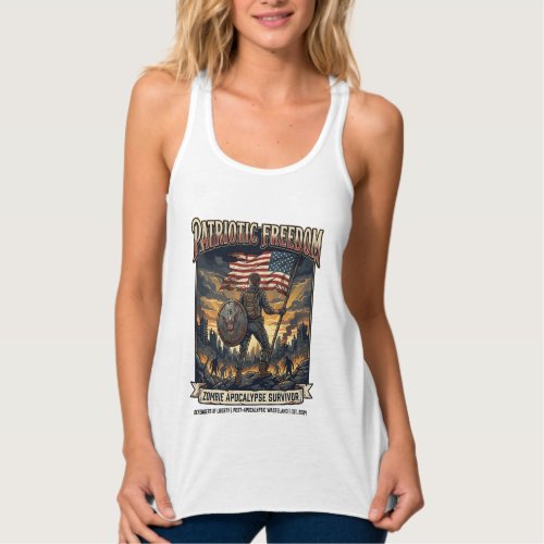 Patriotic Rust Flag Survivor Zombie Apocalypse Fre Tank Top