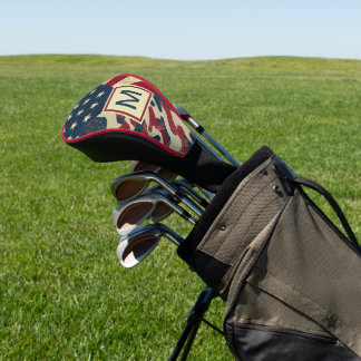 Patriotic Rustic American Flag Camo Monogrammed Golf Head Cover
