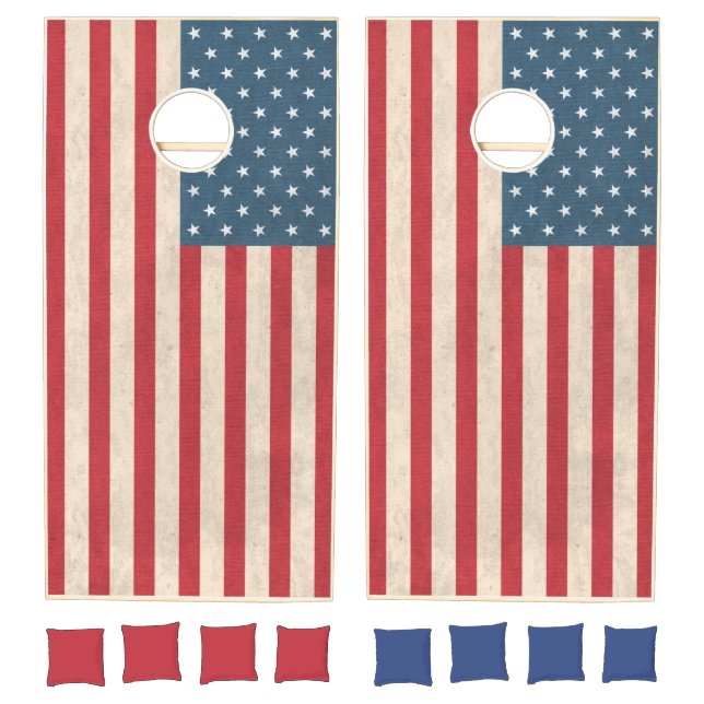 Patriotic Rustic American Flag Family Cornhole Set (Set)