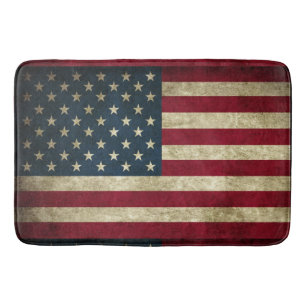 Patriotic Rustic American USA American Flag Bath Mat