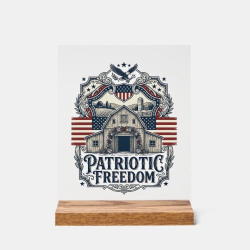 Patriotic Rustic Barn Wedding  Acrylic Sign