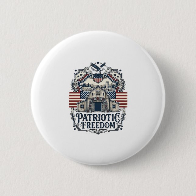 Patriotic Rustic Barn Wedding  Button (Front)