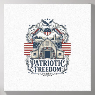 Patriotic Rustic Barn Wedding Canvas Photo Tile