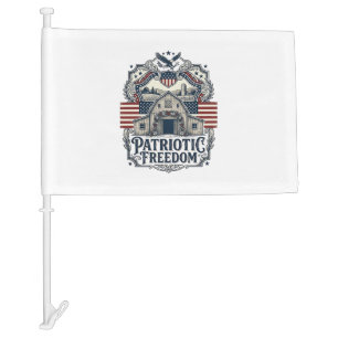 Patriotic Rustic Barn Wedding Car Flag