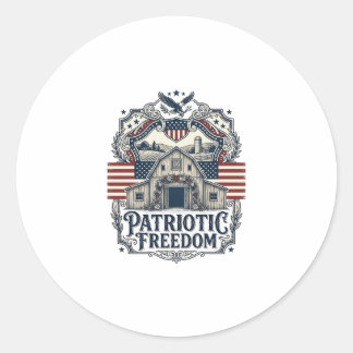 Patriotic Rustic Barn Wedding Classic Round Sticker