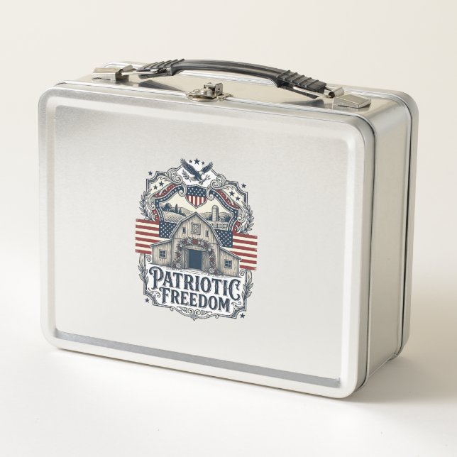 Patriotic Rustic Barn Wedding  Metal Lunch Box (Front)