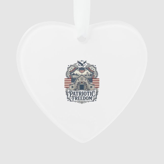 Patriotic Rustic Barn Wedding  Ornament (Front)