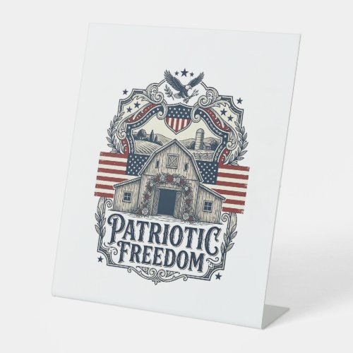 Patriotic Rustic Barn Wedding  Pedestal Sign