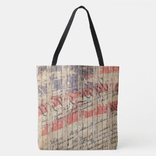 *~* Patriotic Rustic Barnwood Constitution Flag Tote Bag