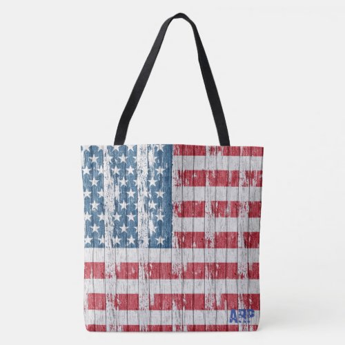  Patriotic Rustic Barnwood USA Flag Tote Bag
