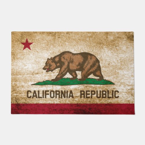 Patriotic Rustic California Republic Flag Doormat