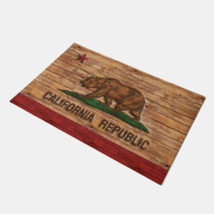 Patriotic Rustic Flag of California Doormat