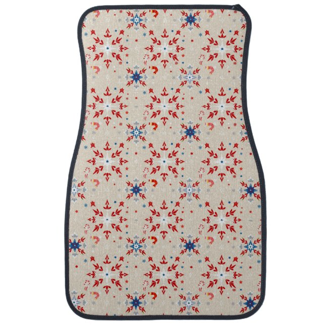 Patriotic Rustic Red White and Blue Car Floor Mats (Front)