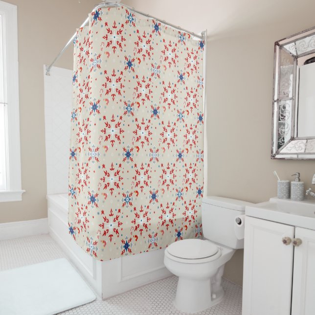 Patriotic Rustic Red White Blue Shower Curtain (In Situ)